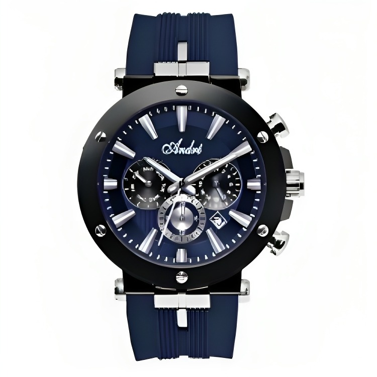 Reloj Caballero Deportivo Andre Manilla Silicona Color Azul